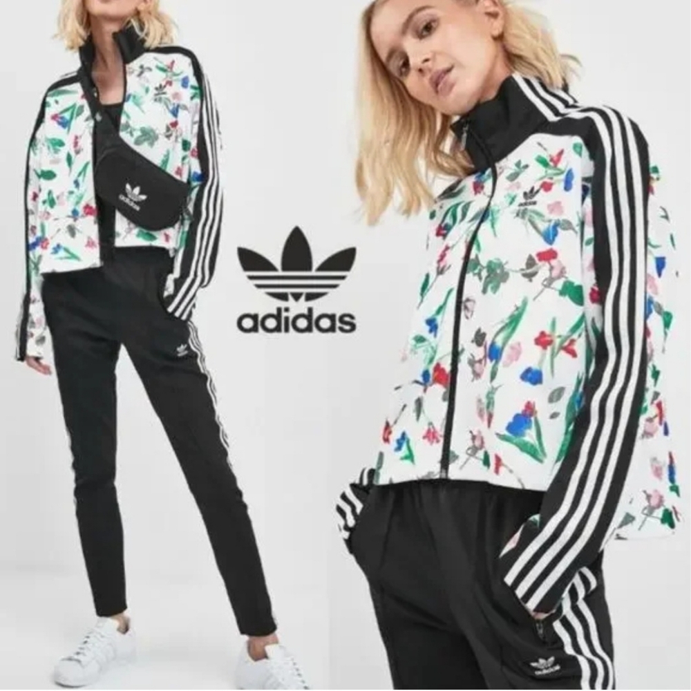 Adidas Bellista Cropped Track Jacket Floral Print ED4762 Women's US Size XS.